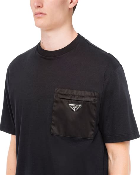 prada cotton t-shirt with nylon pocket|White Cotton T.